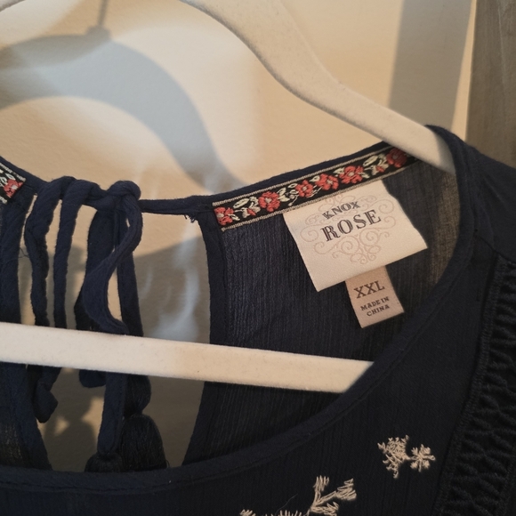 ⭐️40% Off⭐️ Knox Rose Navy Blue Boho Peasant Embroidered Dress - Picture 11 of 11